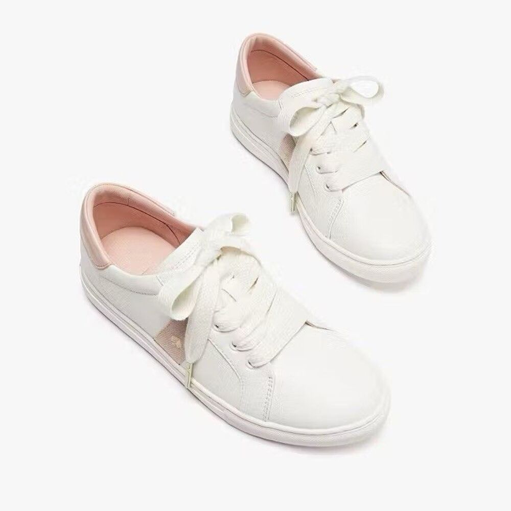 Kate Spade Iggy Sneakers Leather Size 6.5 B White/Rose K8759 Women Shoes